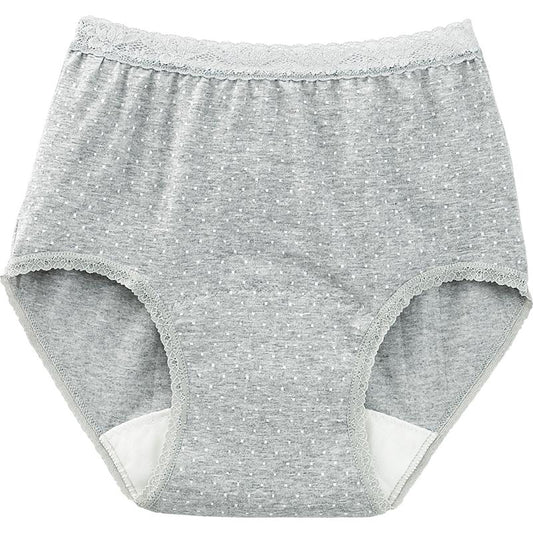 安心快適水玉柄ショーツ 吸水帯一体型 グレー Ｍ/L/LL