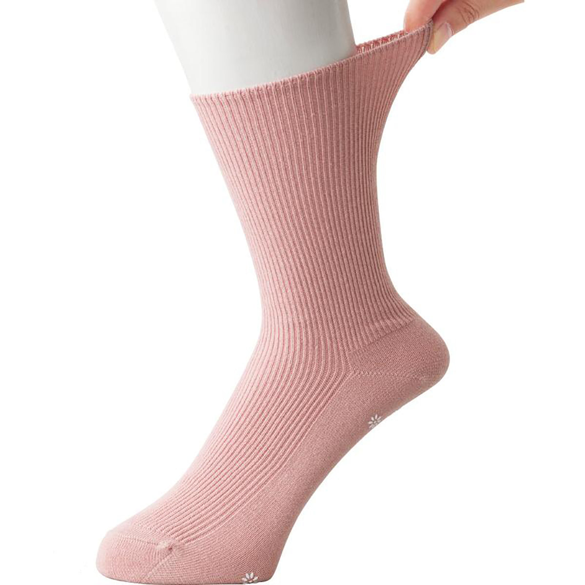 足首ゴムなしスベリ止め付ソックス ピンク 22～24cm
