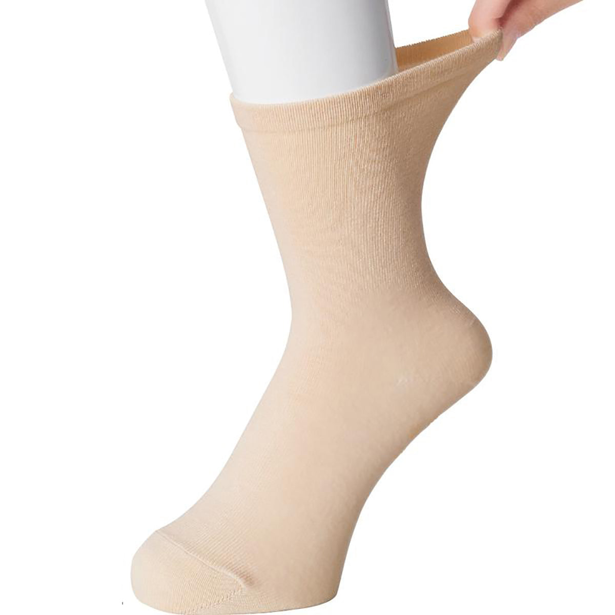 足首ゆったり名前の書けるスベリ止め付ソックス ベージュ 22～24cm