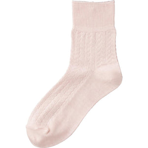 すべり止め付麻混ソックス ピンク 22～24cm