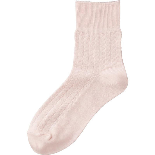 すべり止め付麻混ソックス ピンク 22～24cm