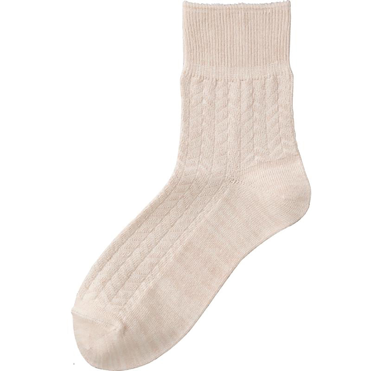 すべり止め付麻混ソックス ベージュ 22～24cm