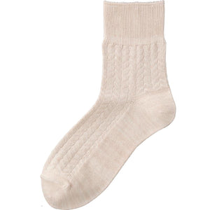 すべり止め付麻混ソックス ベージュ 22～24cm