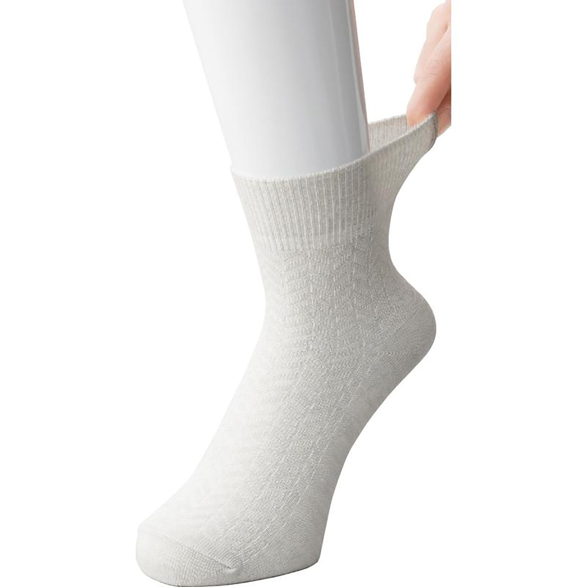 すべり止め付麻混ソックス グレー 22～24cm