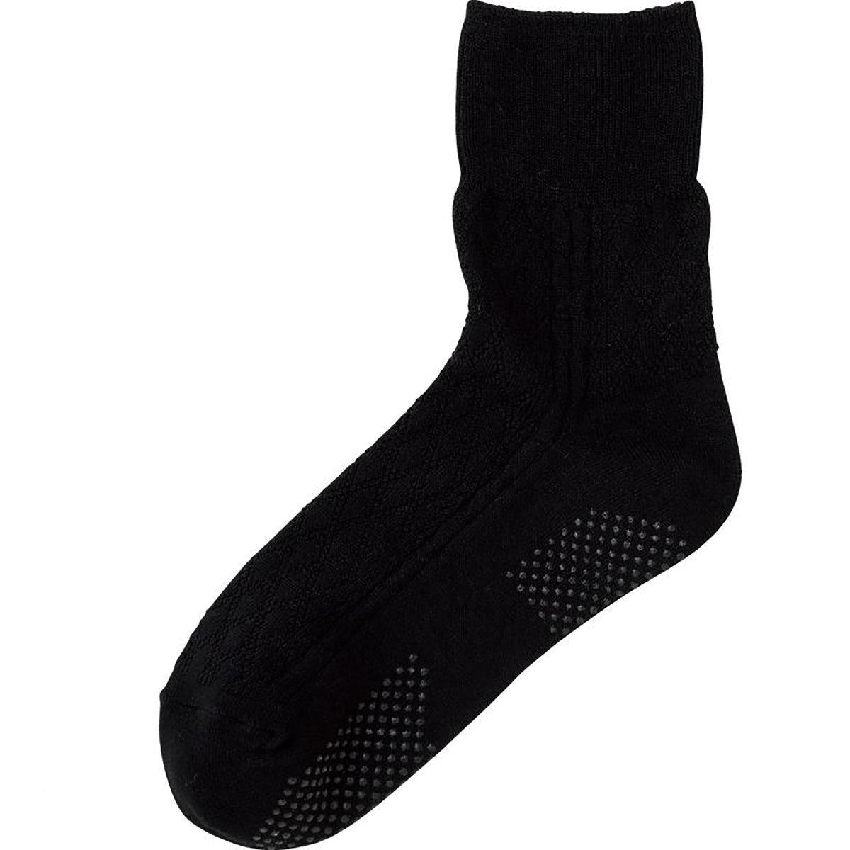 すべり止め付き涼感素材ソックス ブラック 22～24cm