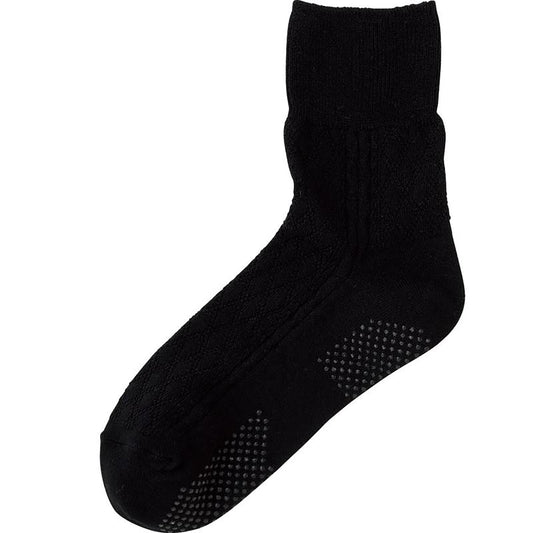 すべり止め付き涼感素材ソックス ブラック 22～24cm
