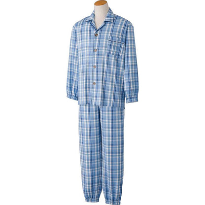 ワンタッチのびのびストレッチパジャマ ブルー S/M/L/LL/3L/4L