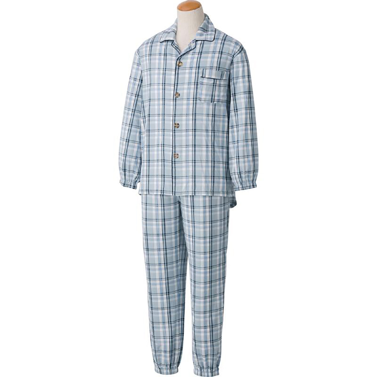 ワンタッチのびのびストレッチパジャマ グレー S/M/L/LL/3L/4L