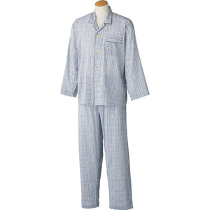 ワンタッチテープ＋腰開き楊柳パジャマ グレー S/M/L/LL