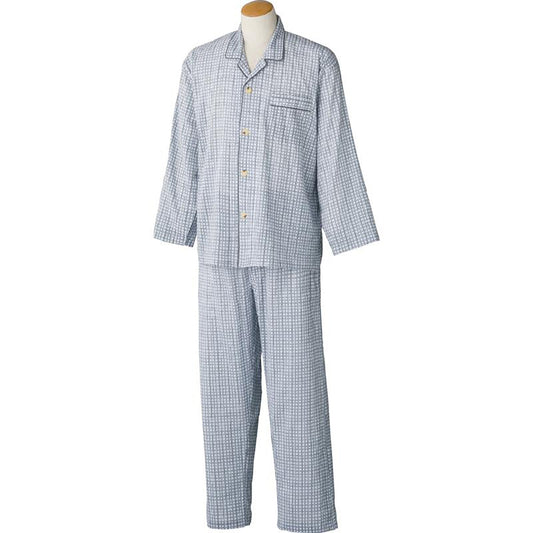 ワンタッチテープ＋腰開き楊柳パジャマ グレー S/M/L/LL