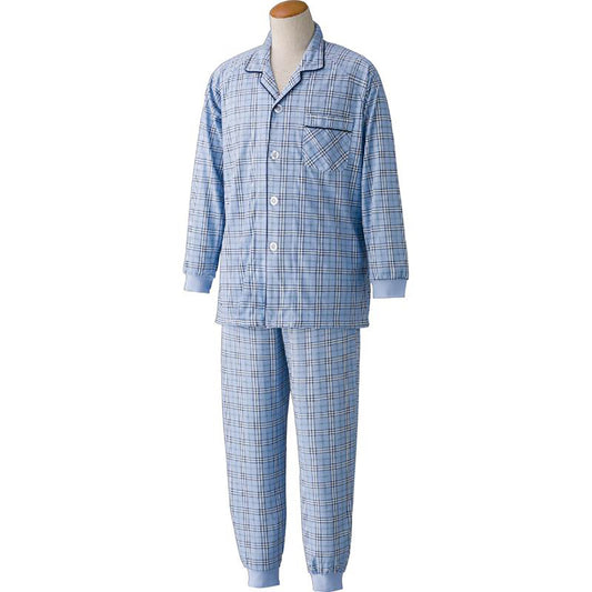 大きめボタンパジャマ ブルー S/M/L/LL/3L/4L
