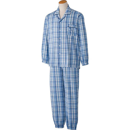 のびのびストレッチホックパジャマ ブルー S/M/L/LL/3L/4L