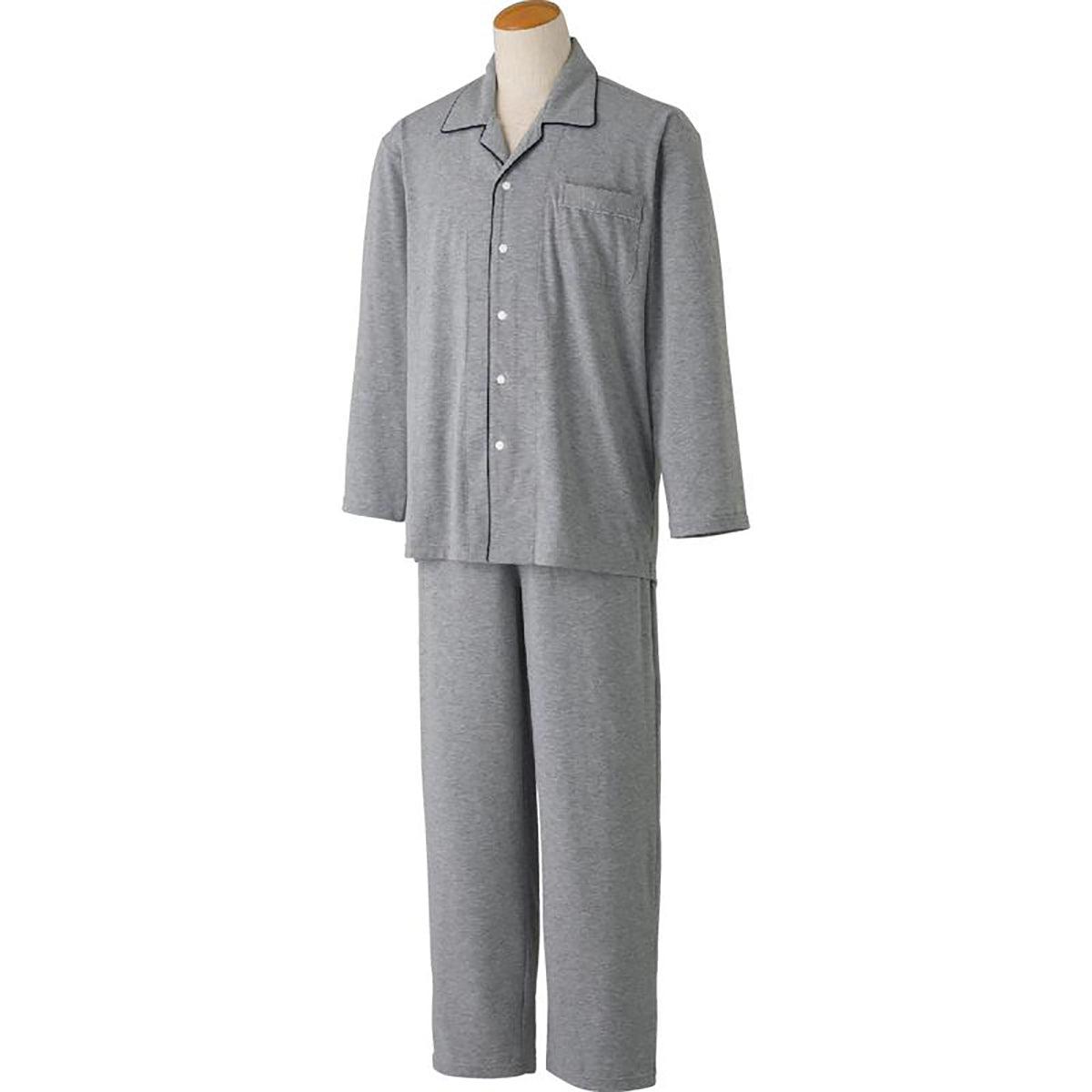 のびのびストレッチホックパジャマ グレー S/M/L/LL/3L/4L