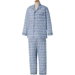 ワンタッチ天竺パジャマ ブルー S/M/L/LL