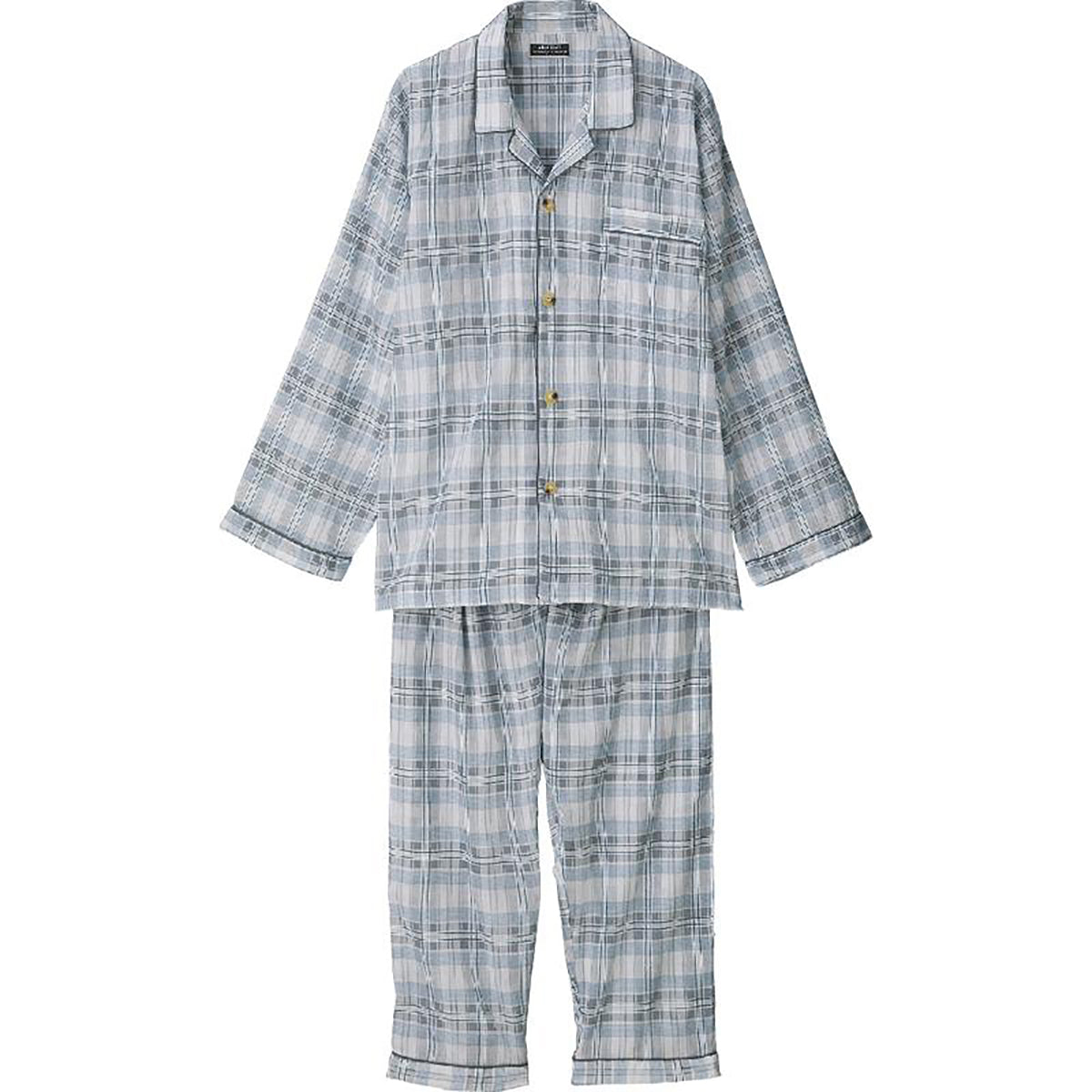 ワンタッチ楊柳パジャマ グレー S/M/L/LL