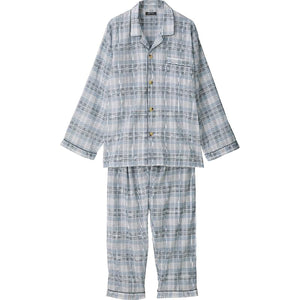 ワンタッチ楊柳パジャマ グレー S/M/L/LL