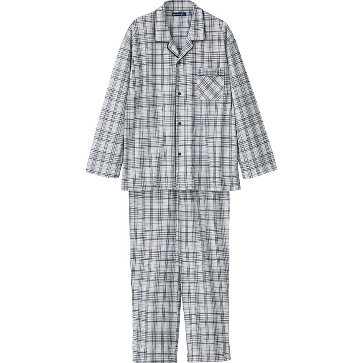 ホック天竺パジャマ グレー S/M/L/LL