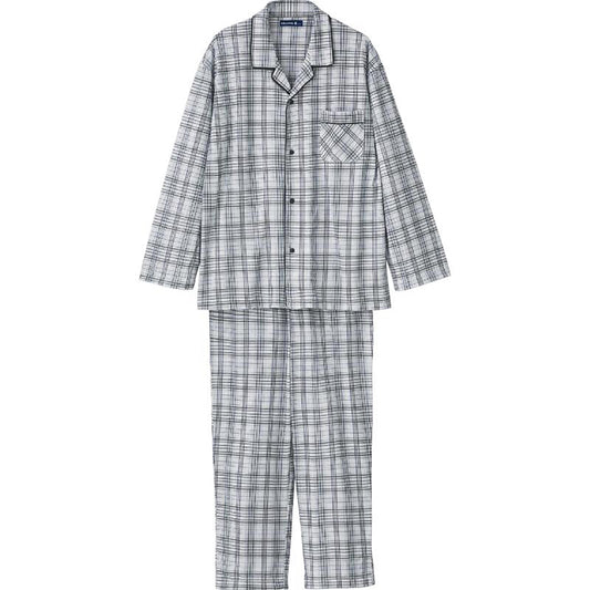 ホック天竺パジャマ グレー S/M/L/LL