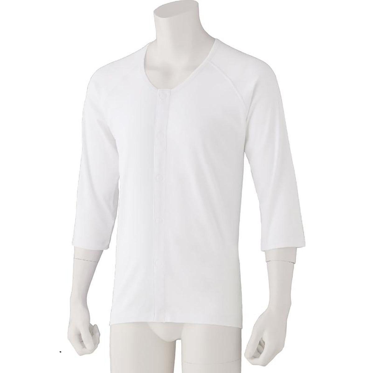 7分袖ワンタッチシャツ(2枚組) ホワイト S/M/L/LL