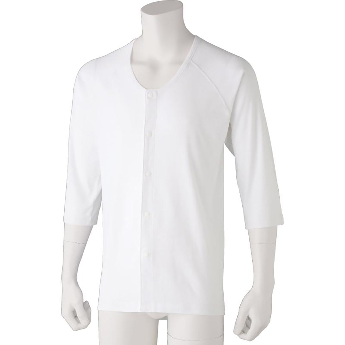 7分袖ホックシャツ(2枚組) ホワイト S/M/L/LL