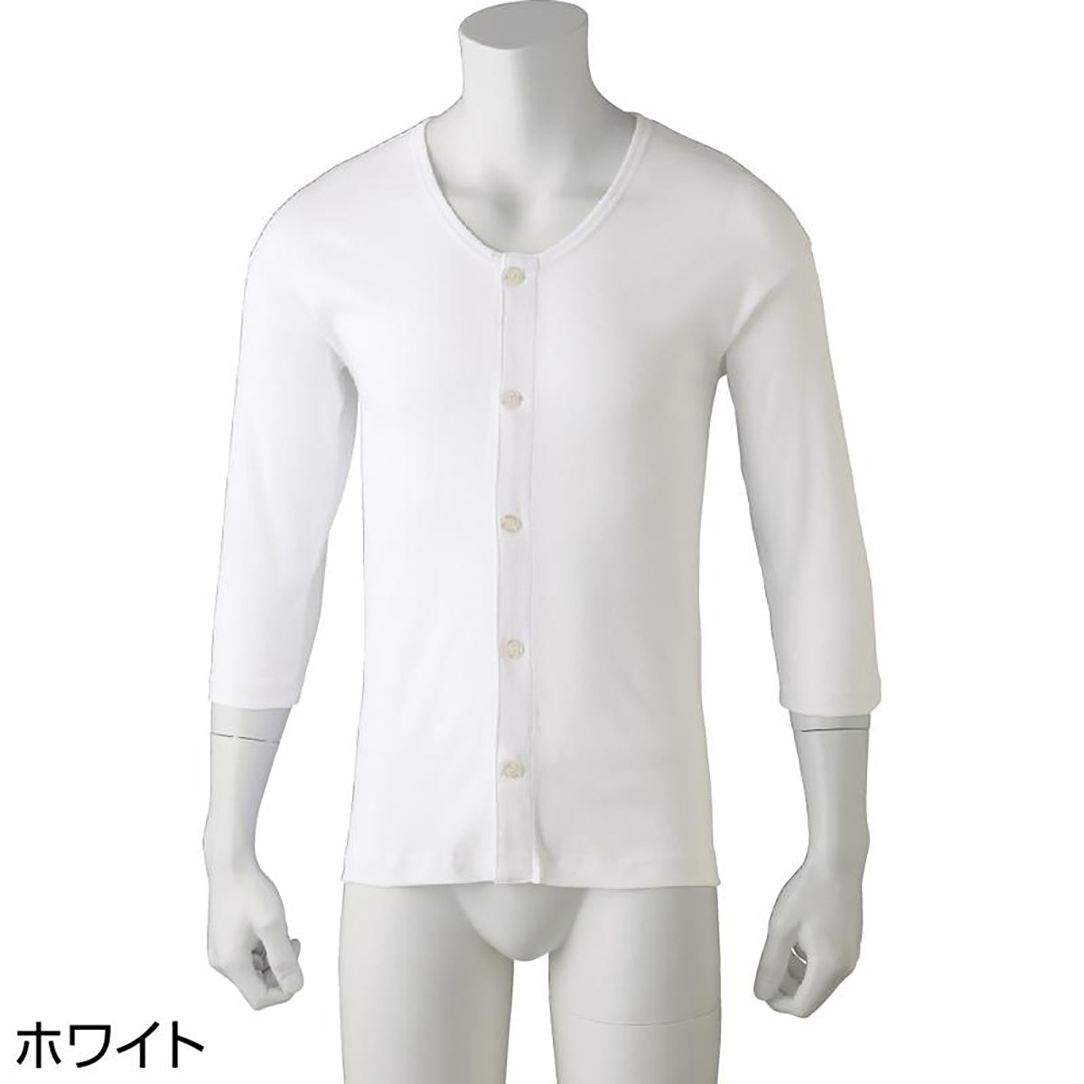 7分袖大きめボタンシャツ(2枚組) ホワイト S/M/L/LL