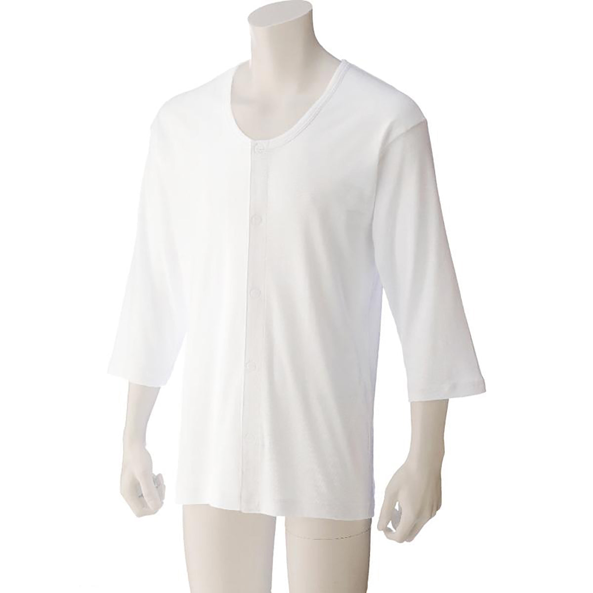 7分袖大寸ワンタッチシャツ ホワイト 3L/4L/5L