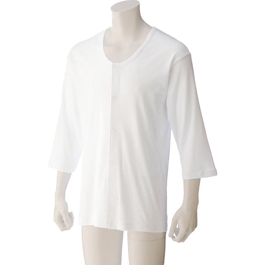 7分袖大寸ワンタッチシャツ ホワイト 3L/4L/5L