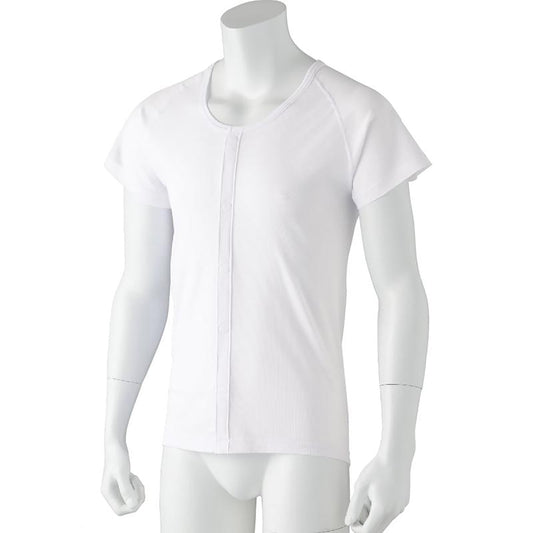 半袖吸水速乾ワンタッチシャツ ホワイト M/L/LL