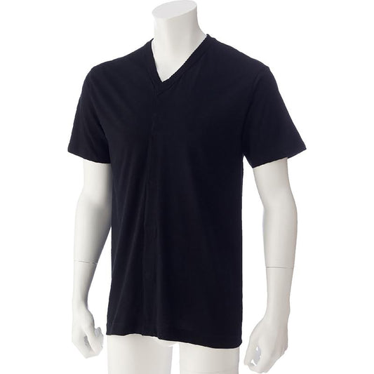 半袖Ｖ首ワンタッチシャツ ブラック M/L/LL