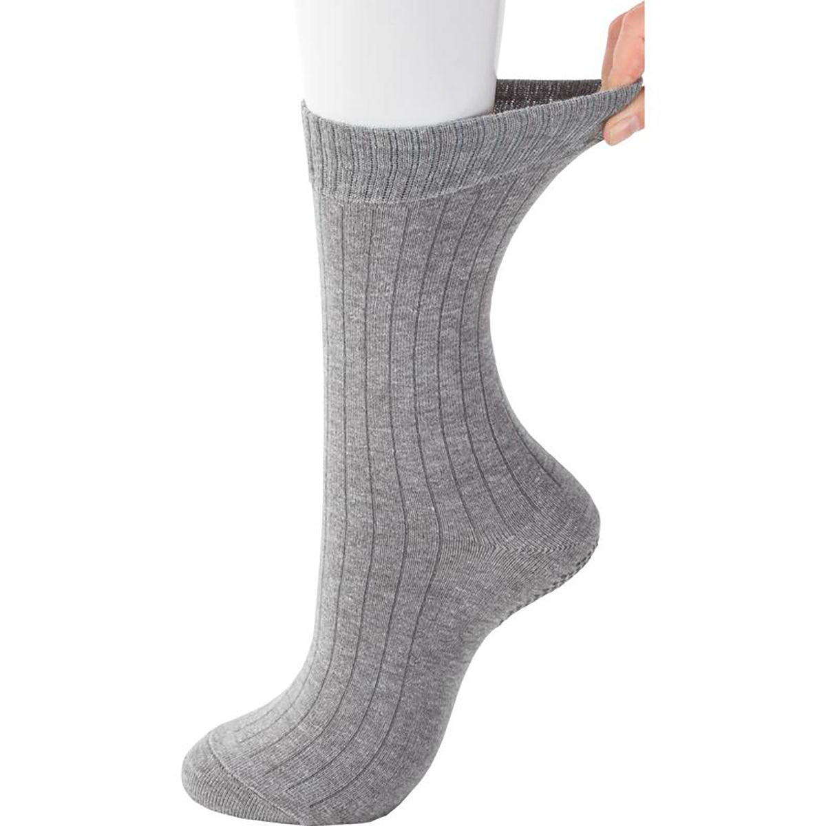 足首ゆったり名前の書けるスベリ止め付ソックス グレー 24～26cm