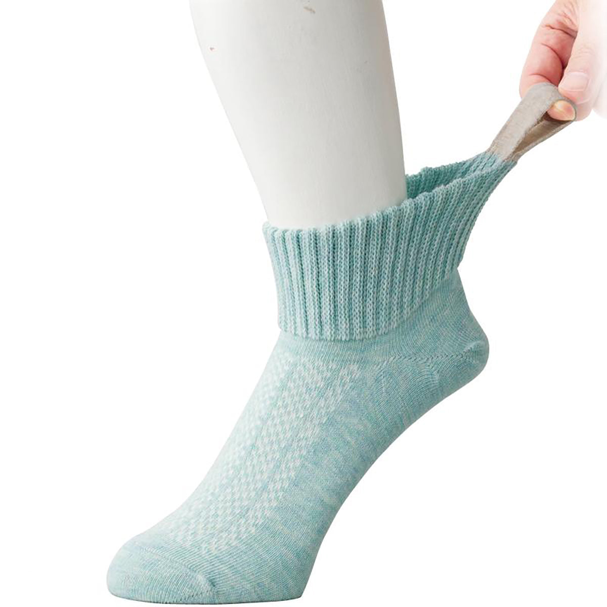 名前の書ける取っ手付ソックス(甲メッシュ) ミント 24～26cm