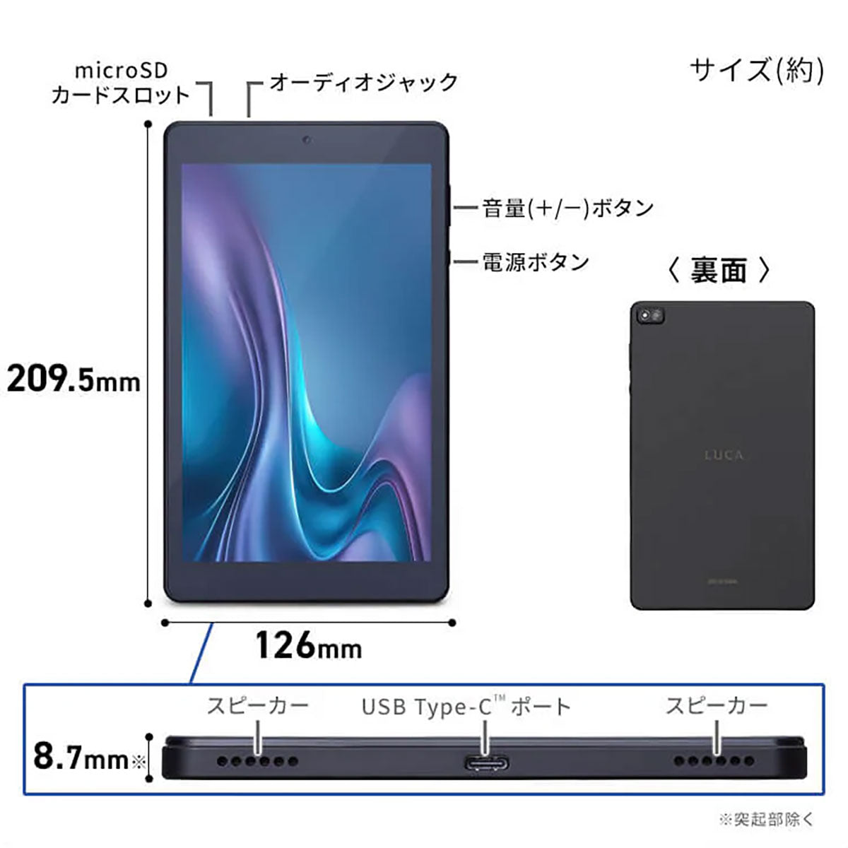 タブレット ８インチ　１２８G　ブラック　TM083M4V1-B