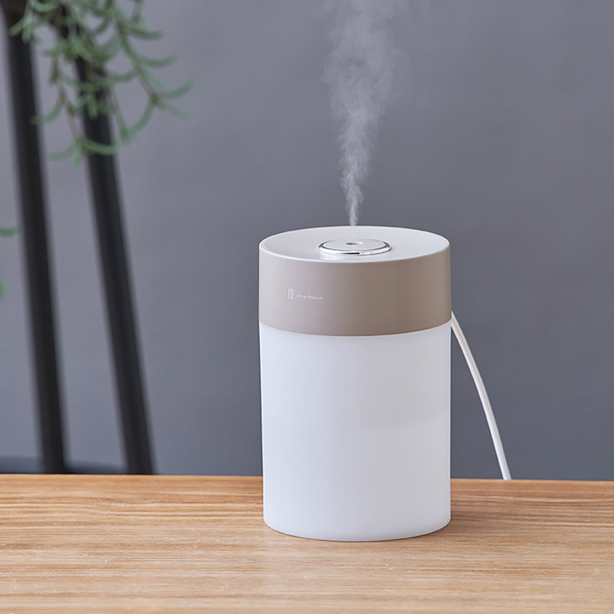 USB給電式加湿器　LEDライト付　モカ
