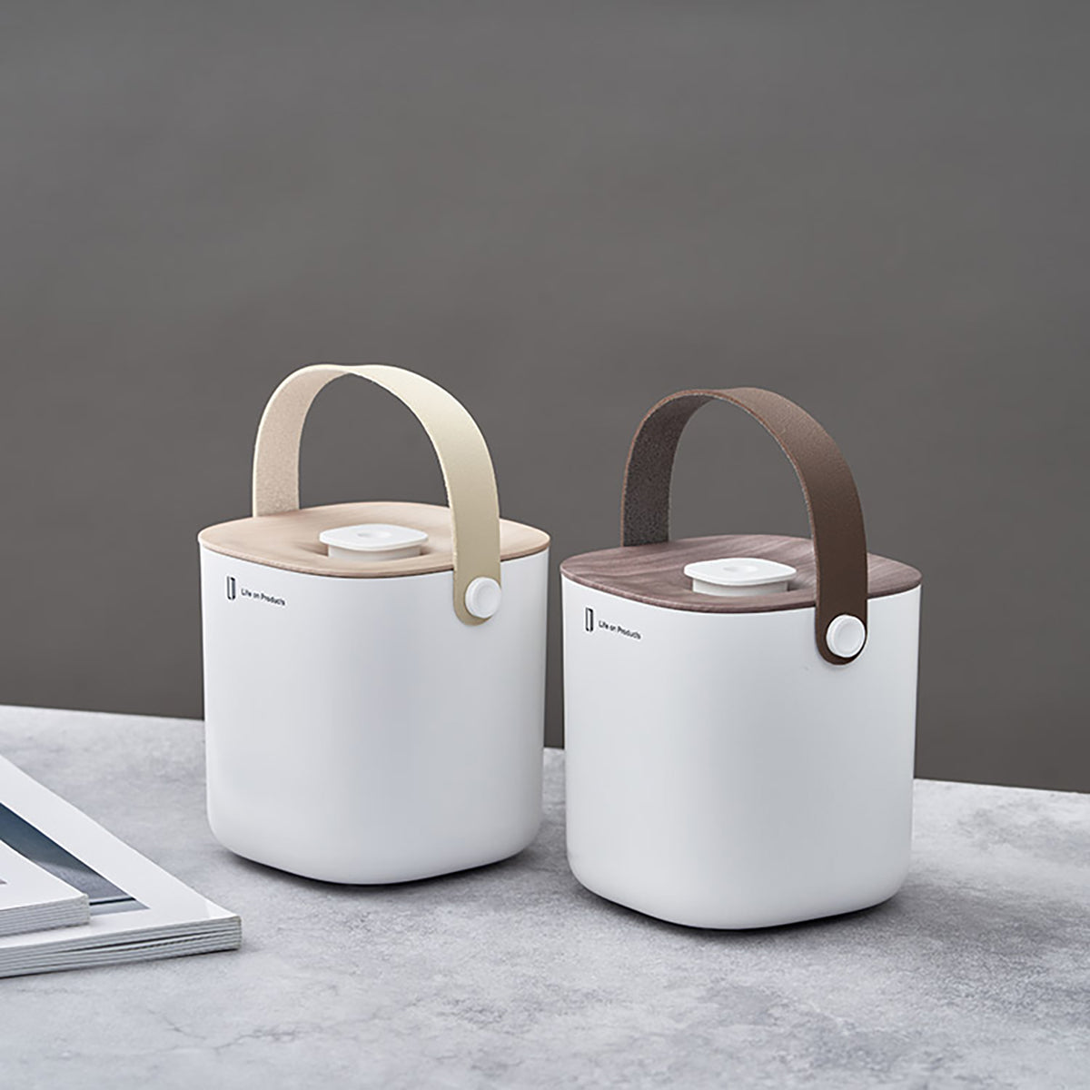 充電式ボックス型加湿器　-Premium WOOD- グレージュウッド