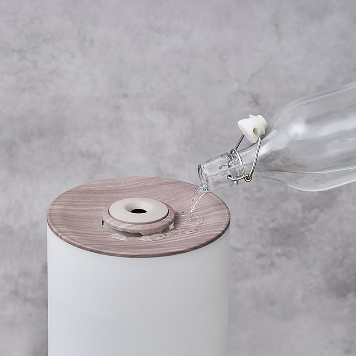 上部給水式　超音波加湿器　ライト付-Premium WOOD-　ホワイトウッド