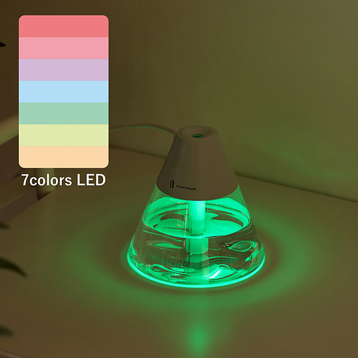USB給電式　miniポップLEDライト加湿器 モカ