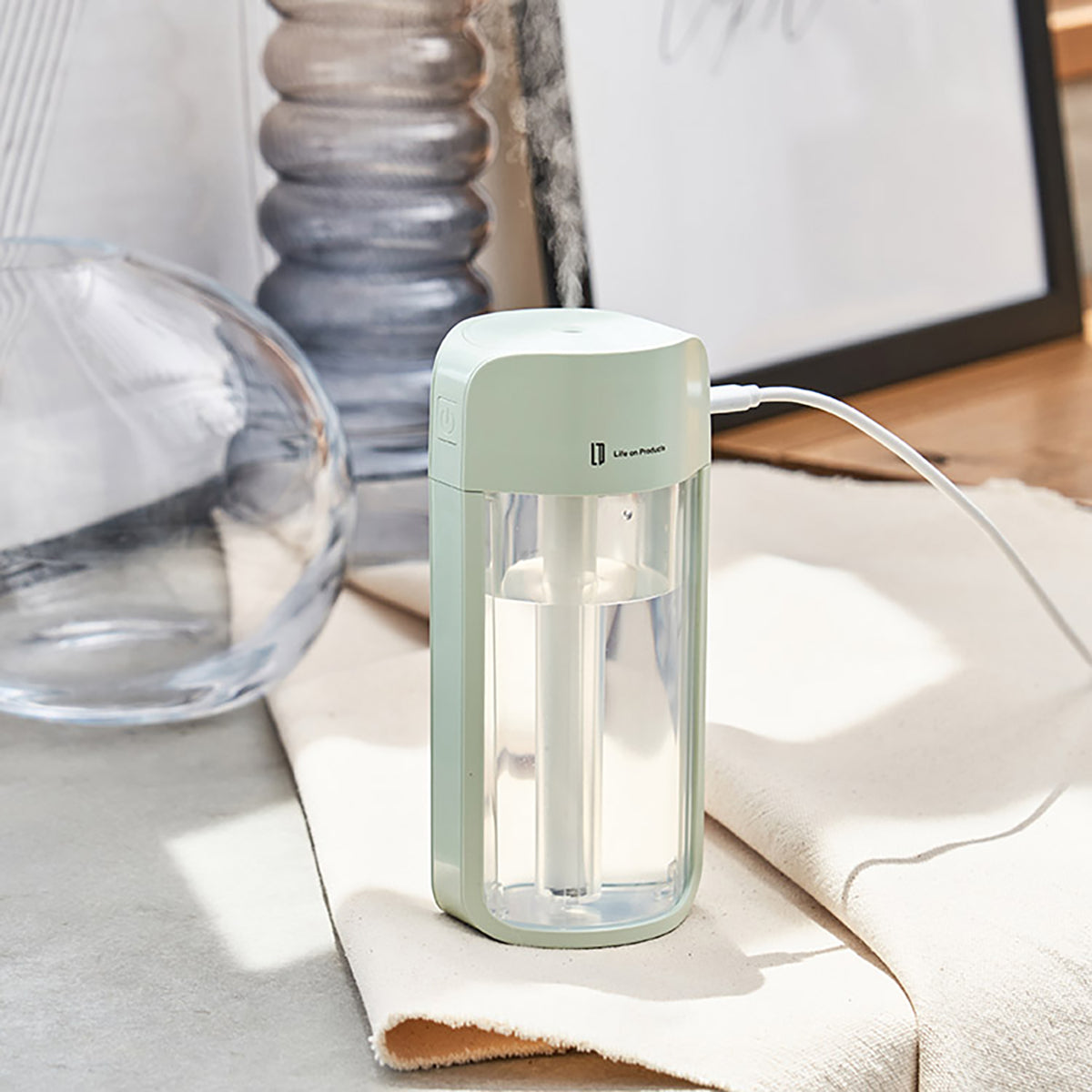 USB給電式　ポップLEDライト加湿器 ミントグリーン