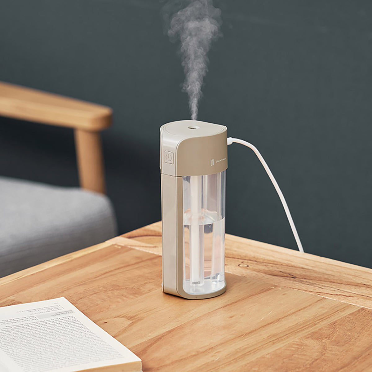 USB給電式　ポップLEDライト加湿器 モカ
