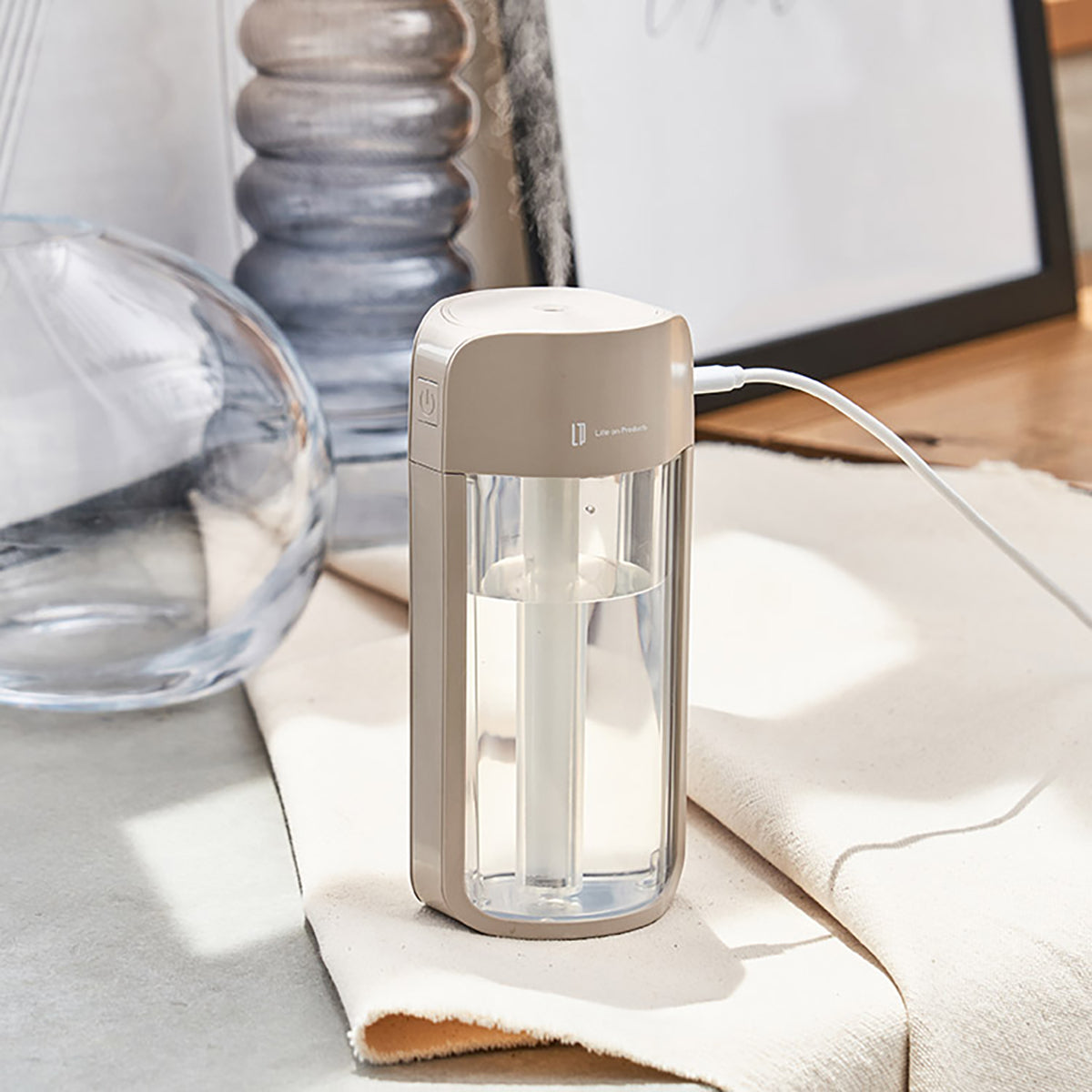 USB給電式　ポップLEDライト加湿器 モカ