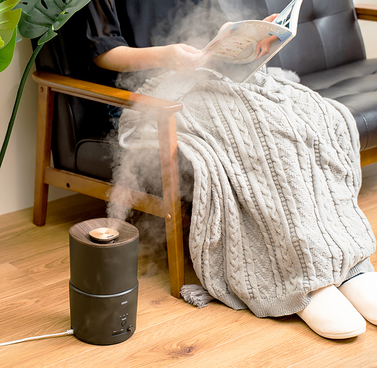 キレイなミストで加湿するダブル抗菌 上部給水 超音波式加湿器 ライトベージュ
