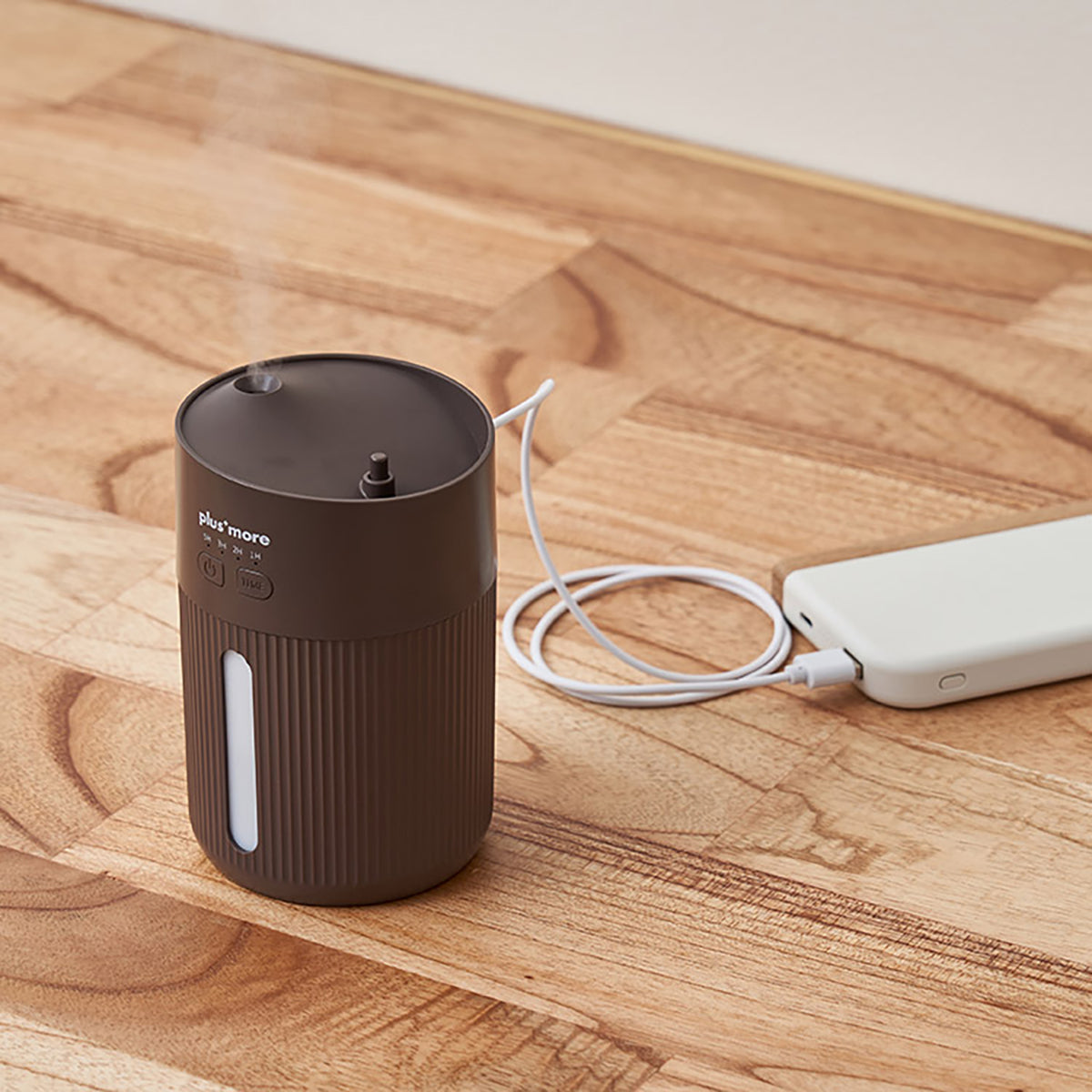 倒れても水がこぼれにくい 充電式コードレス 上部給水 加湿器 モカ