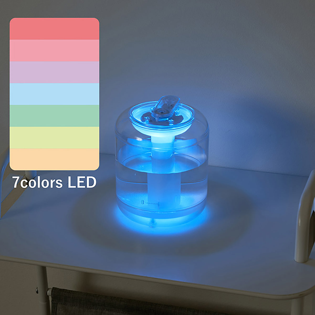 充電式クリア 加湿器 LEDライト付 ホワイト