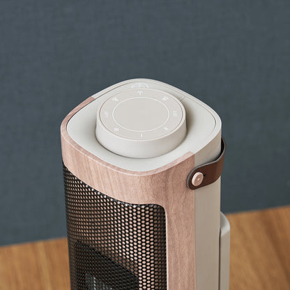 タワー型 セラミックファンヒーター&ファン -Premium WOOD- グレージュウッド
