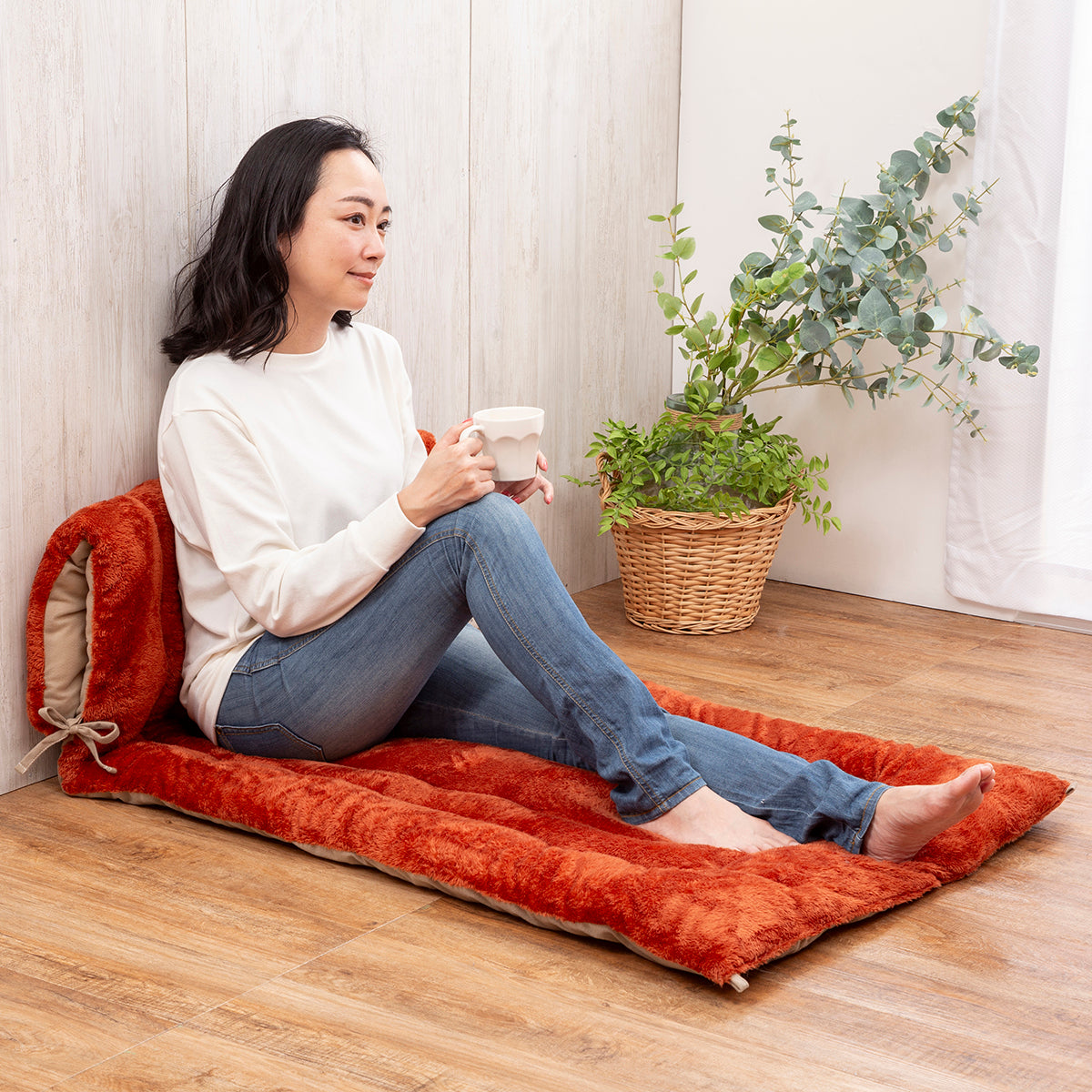 FLAME YARN 岩盤浴のようなごろ寝長座布団 70×180cm ブラウン