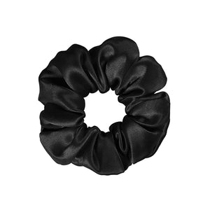 シルク シュシュ ヘアゴム ヘアアクセサリー ブラック