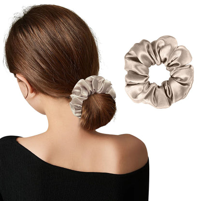 シルク シュシュ ヘアゴム ヘアアクセサリー シャンパン