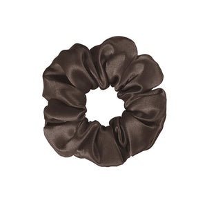 シルク シュシュ ヘアゴム ヘアアクセサリー ブラウン