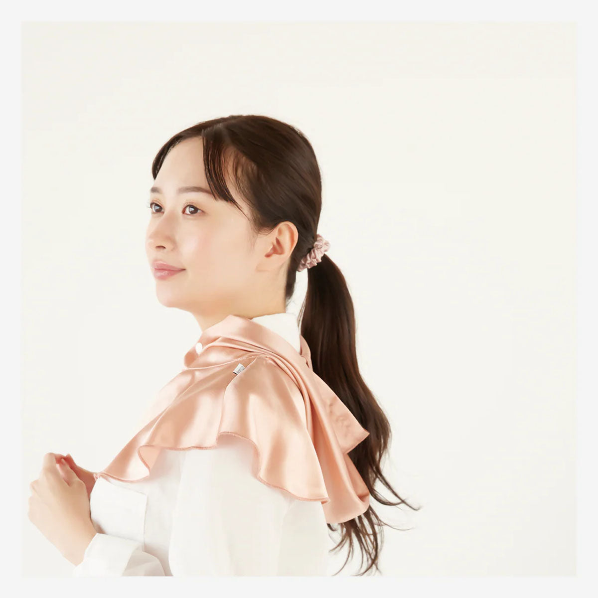 シルク ヘアゴム 1cm ヘアアクセサリー ブラウン