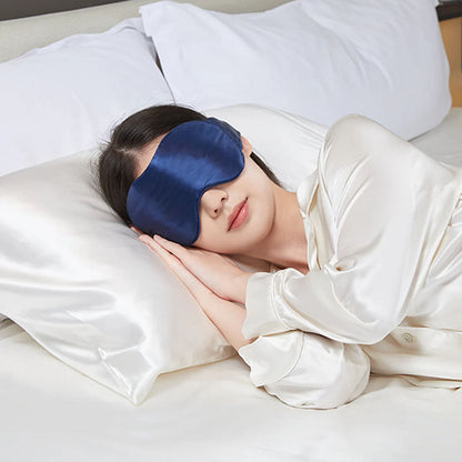 シルク アイマスク 睡眠 旅行 リラックス ネイビー