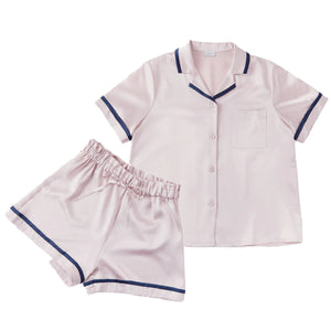 シルク 半袖パジャマ 上下セット 快眠 部屋着 ナイトウェア ローズ